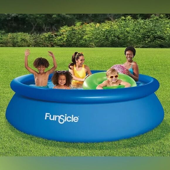 10 X 30 Blue Quickset Inflatable Ring Above-Ground Pool with Pump. - Picture 1 of 12